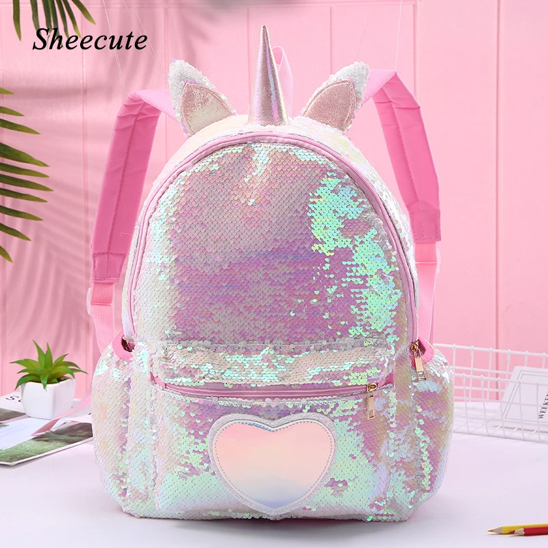 Narabar Mecánicamente Federal Mochila escolar de unicornio para niños y niñas, bolso de hombro con  lentejuelas, de gran capacidad, bonita para estudiantes|Mochilas escolares|  - AliExpress