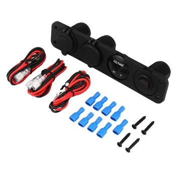 

3 light color For 12 / 24V Vehicle 4 Hole Panel Switch Base Dual USB Car Charger Voltmeter Meter Cigarette Lighter Socket Switch