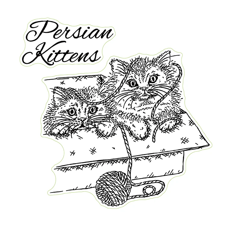 Кошка играющая с линией четкий штамп для скрапбукинга прозрачный силиконовый