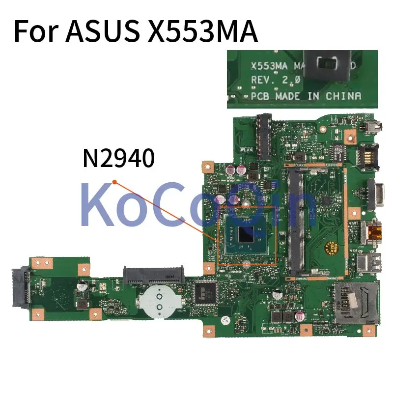 

X553MA For ASUS A553M X503M F503M X553MA X503M X553M F553M F553MA Notebook Mainboard REV:2.0 N2940 Laptop Motherboard