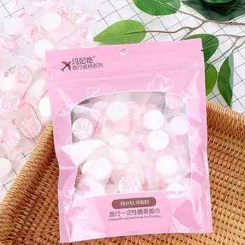 

50Pcs/Pack Non-Woven Spunlace Instantly Lock Water Portable Cosmetic Makeup RemoverWet Dry Cloth Wipes Compression Washcloth