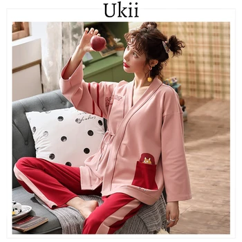 

Ukii v neck Pajamas For Women Cotton Pyjamas Women Set Pijama Mujer Pajama Set 2pcs short sleeve Sleepwear Pjs Femal Homewear