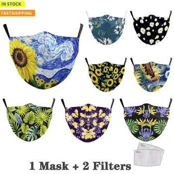

Floral Print Washable Cotton Anti-Dust Mouth Mask PM2.5 Adult Washable Fabric Bacteria Proof Flu Mask