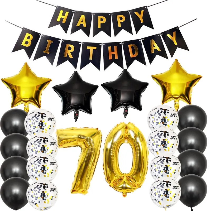Набор для украшения на день рождения Twins 30th 40th 50th irthday с черным золотом
