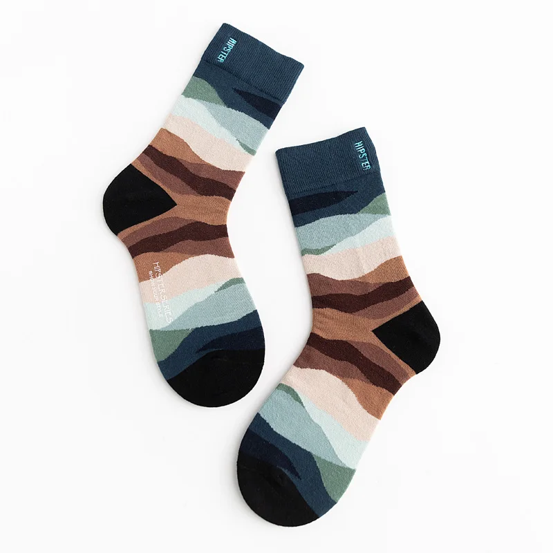 8126-Stripes Женские носки унисекс с рисунком космонавта, 100 хлопок, Harajuku, цветные длинные носки, женская уличная одежда, 1 пара, размер 35-43 - Цвет: 8126-Stripes