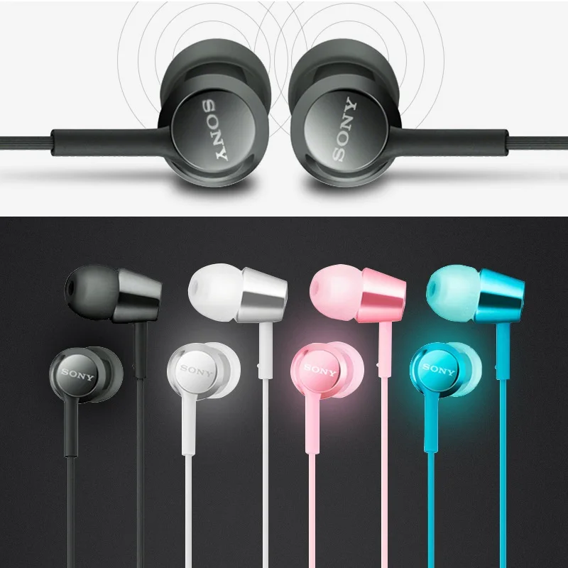 Оригинальные наушники sony MDR-EX155AP наушники-вкладыши стерео Универсальный сабвуфер кабель управления с микрофоном для huawei sony телефон