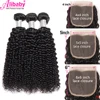 Brazilian Kinky Curly Bundles With Closure Human Hair Weave 3 4 Bundles With Closure Remy Bundles With 4x4 5x5 6x6 Lace Closure ► Photo 1/6