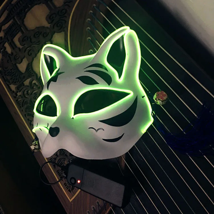 Светодиодная маска на Хэллоуин вечеринку маскарадные маски неоновая лисица маска для фестиваля, маскарадный костюм смешные маски Светящиеся в темноте