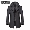 Winter Wool Coat Men 2022 New Fashion Middle Long Scarf Collar Cotton-padded Thick Warm Woolen Coat Male Trench Coat Overcoat ► Photo 1/6