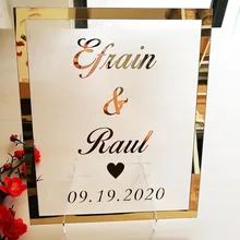 Sign-Plate Name-Mirror-Frame Groom Nail-Party-Decor-Favors Bride Wedding-Signage Acrylic