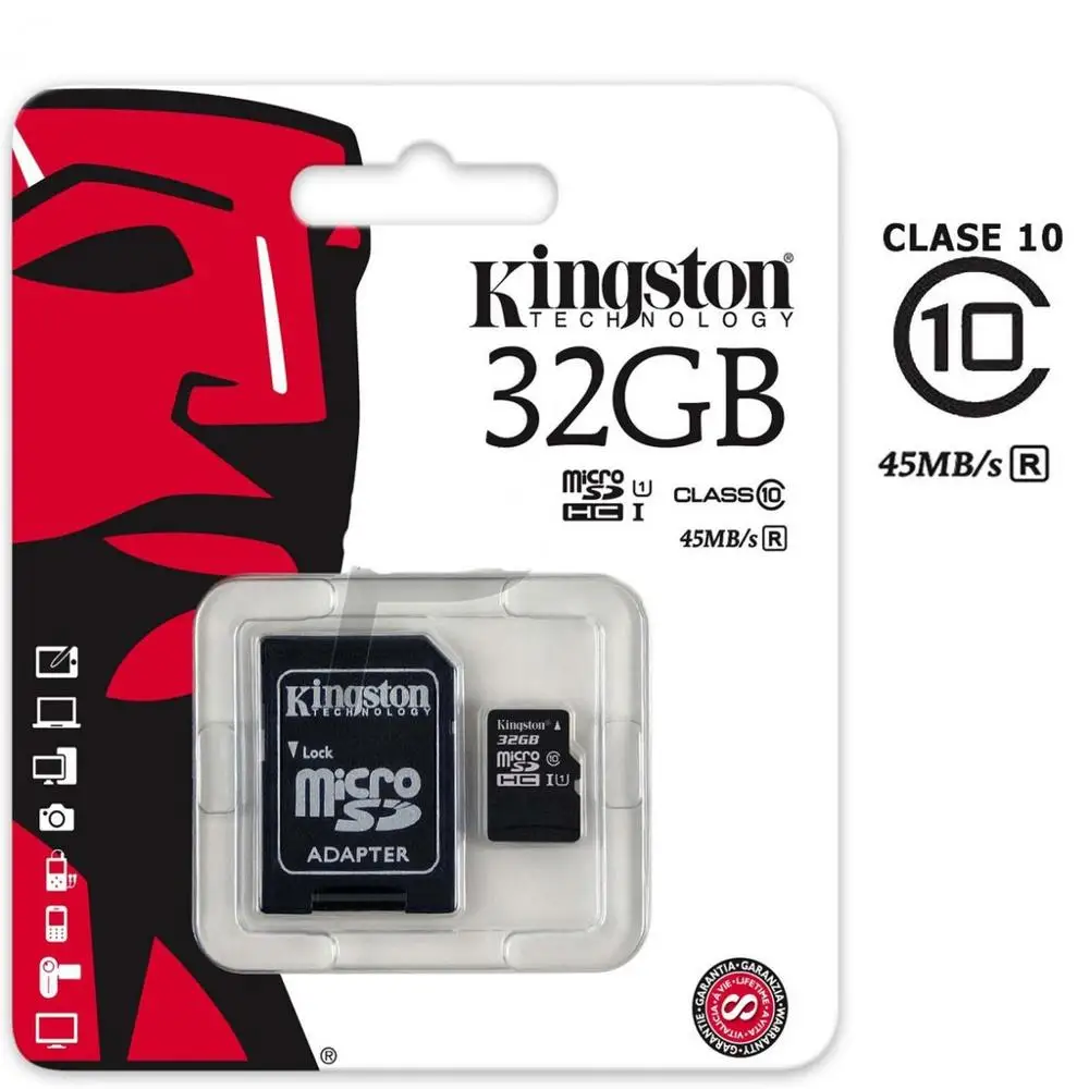 Kingston 80 МБ/с./с 32 ГБ 16 8Go Micro SD SDHC SDXC карта памяти класс 10 TF для смартфонов Android Bluetooth