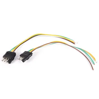 

1pc 4-Pin Plug 2ft Trailer Light Wiring Harness Extension 18 AWG Flat Wire Connector
