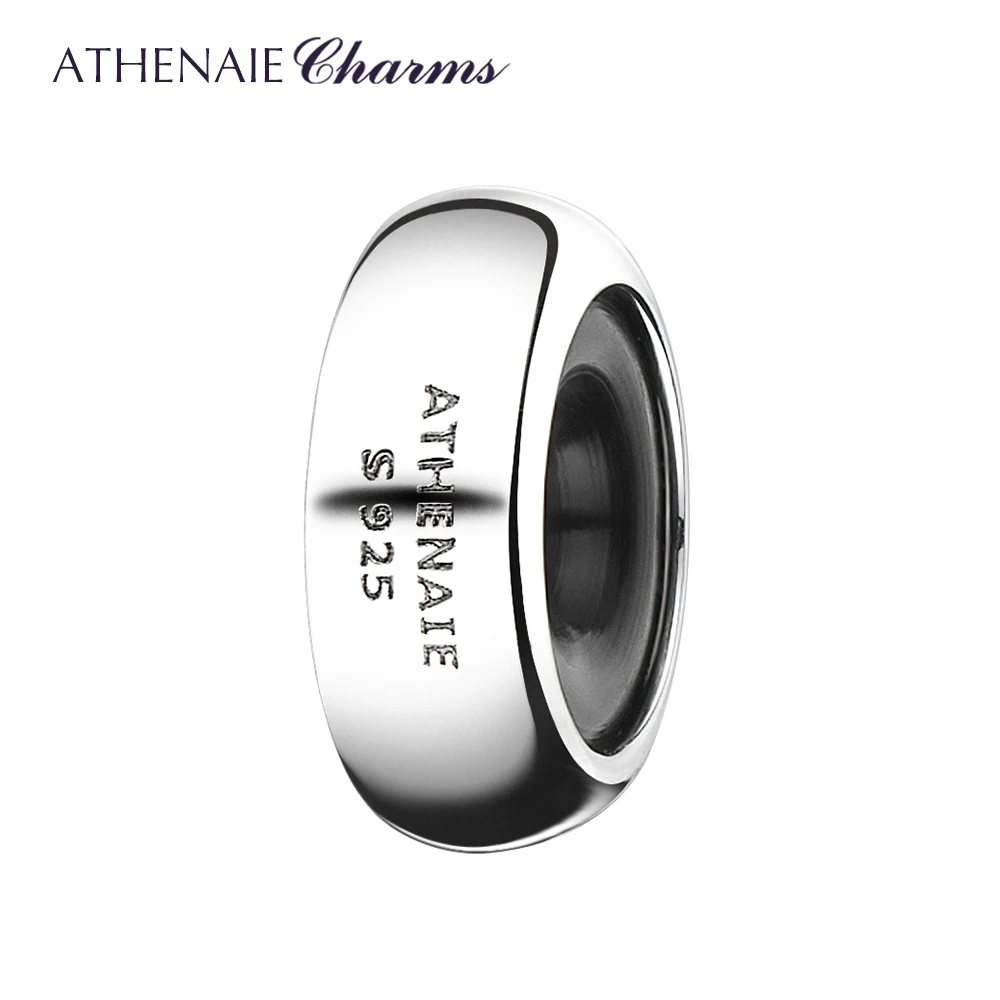 ATHENAIE Authentic 925 Sterling Silver Rubber Stopper Charms Clip Spacer Beads Charm fit Bracelets Necklaces 3 Colors - Окраска металла: B lack-CLP12