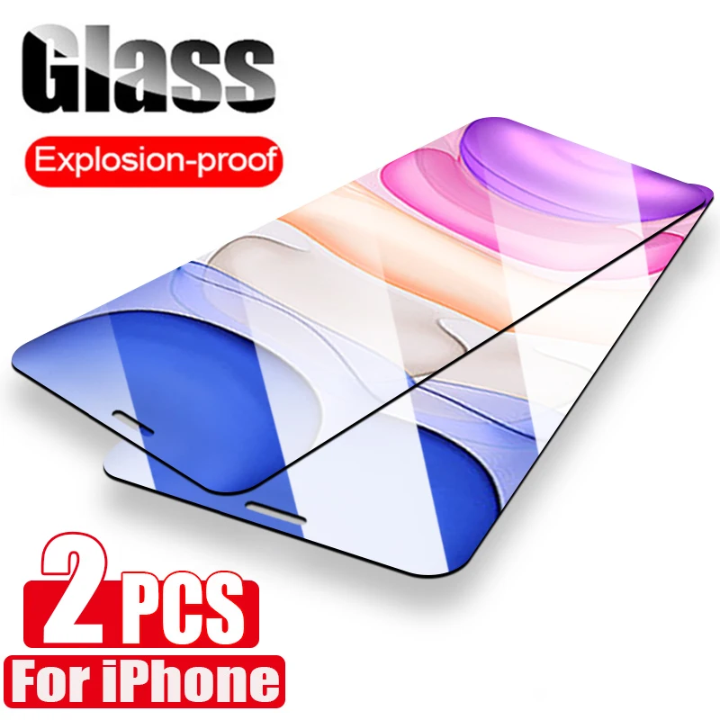 Закаленное стекло с полным покрытием для iPhone 7 8 Plus 6 6s 5 5s se 2020 Защита экрана 12 mini 11