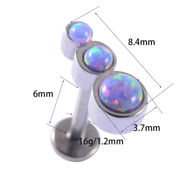 Purple Opal Stone Ear Tragus Cartilage Stud Industrial Conch Daith Ring Nose Lip Nipple Tongue Barbell Piercing Jewelry