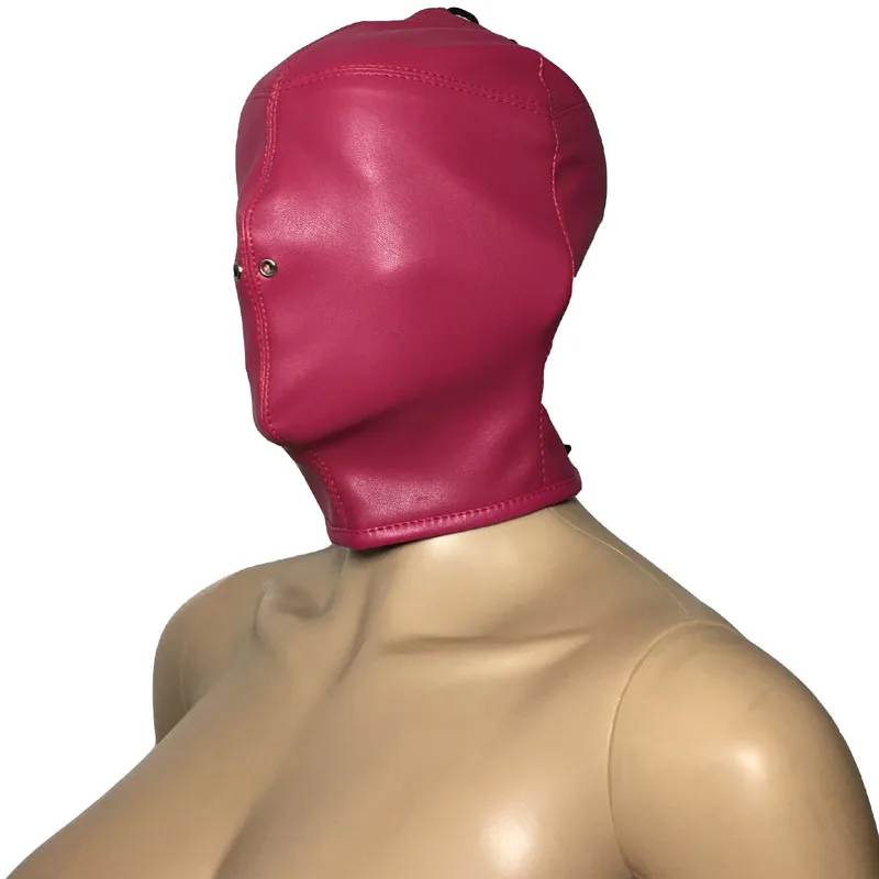 Unisex Faux Leather Head Restraint Hood Total Enclosure Gimp Headgear Sub Maid Role Play Fetish Costume