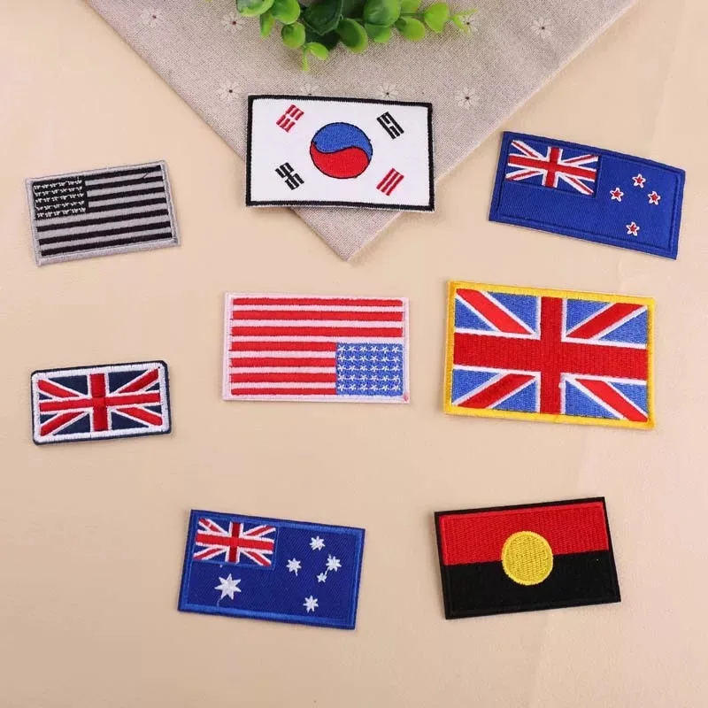 

UK USA Iseal Australia Greece National Flags Embroidery Patches Sew On Iron On Patch Badge for Baby Hats Clothes Fabric Applique