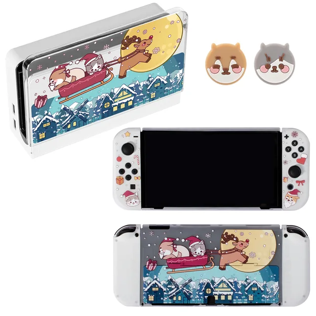 For Nintendo Switch OLED Cute Cartoon Anime Case Joy Con Controller Shell Kawaii Pink Soft Silicone Protective Cover Accessories O