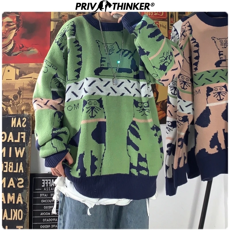 Privathinker Harajuku мужские свитера 2020 весенние модные повседневные вязаные с принтом