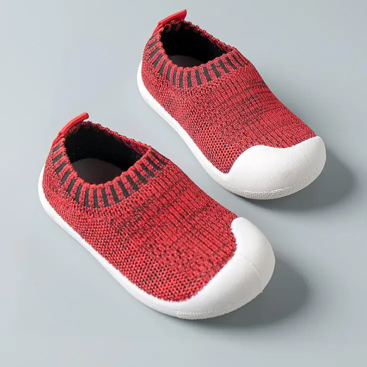 Осенняя обувь для малышей; повседневная обувь из сетчатого материала для мальчиков и девочек; Удобная нескользящая обувь с мягкой подошвой для малышей; обувь для первых шагов - Цвет: Красный