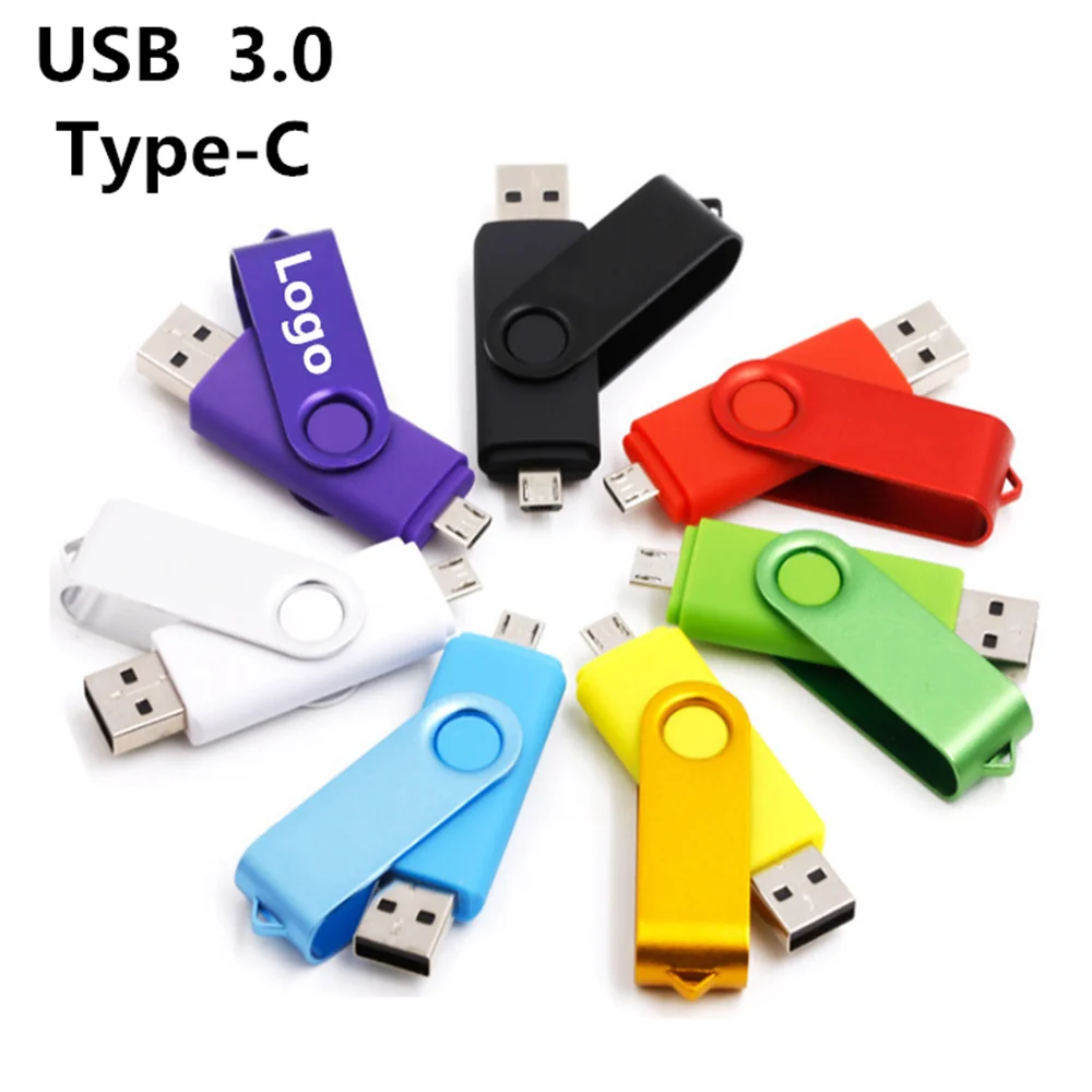 Usb флеш накопитель OTG Type C 3 0 металлический вращающийся на 360 ° 16 ГБ 32 64 128 ГБ|USB