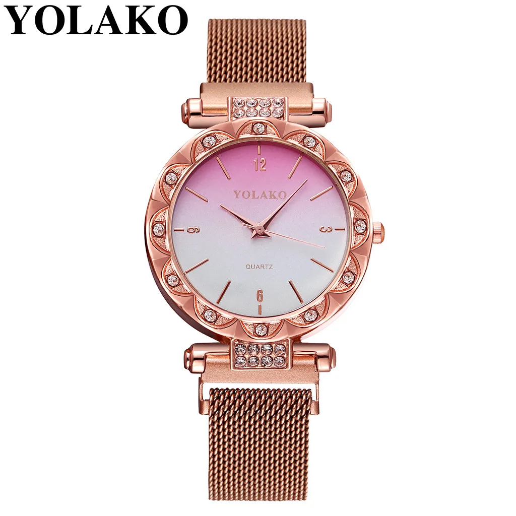Женские часы reloj mujer Часы relogio feminino кварцевые часы из нержавеющей стали женские с магнитом пряжкой градиентные цветные часы