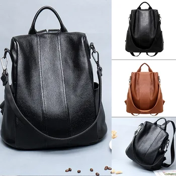 

Fashion Women Backpack Anti-theft Backpack Classic PU Leather Solid Color Backpack Canta Shoulder Bag Dropshipping