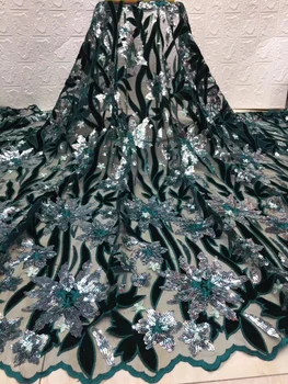 

African lace dress velvet fabric, high quality dress green velvet fabric lace, wedding ladies velvet lace FJ3581