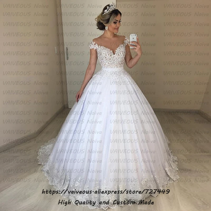 Vestido de Noiva 2 em 1 Дешевое бальное платье 2 в 1 свадебное платье сексуальное кружевное расшитое бусинами с короткими рукавами платья невесты Vestidos De Novia