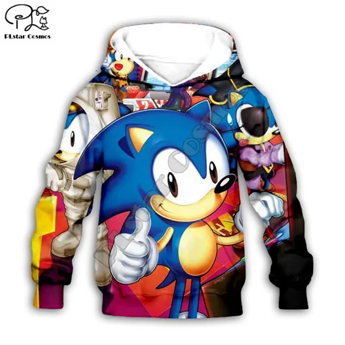 family outfits kids Anime Super Sonic 3d Hoodies Children zipper coat Long Sleeve Pullover Cartoon Sweatshirt set Hooded/pants - Цвет: Kids hoodies