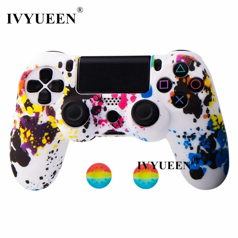 Graffiti A IVYUEEN 44 цвета силиконовый Камуфляжный защитный чехол для sony Dualshock 4 PS4 DS4 Pro тонкий контроллер ручки джойстик колпачки - Цвет: Graffiti A
