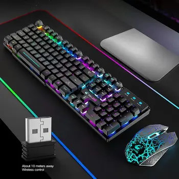

T3 Wireless Rechargeable Colorful Light Gaming Keyboard Mouse Set for Laptops