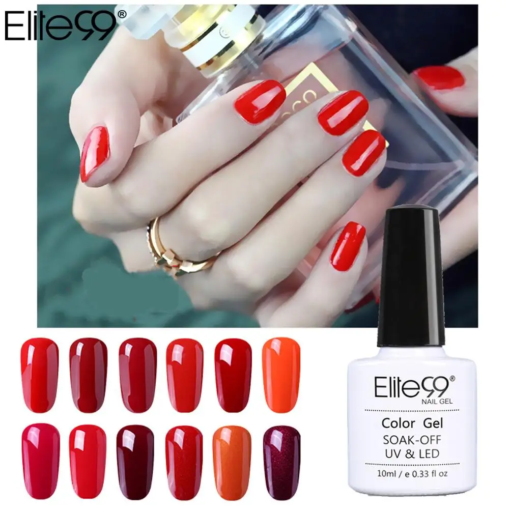  Elite99 10ml Wine Red Nail Gel Polish Long Lasting Nail Art Varnish Hybrid Soak Off Yellow UV Gel N