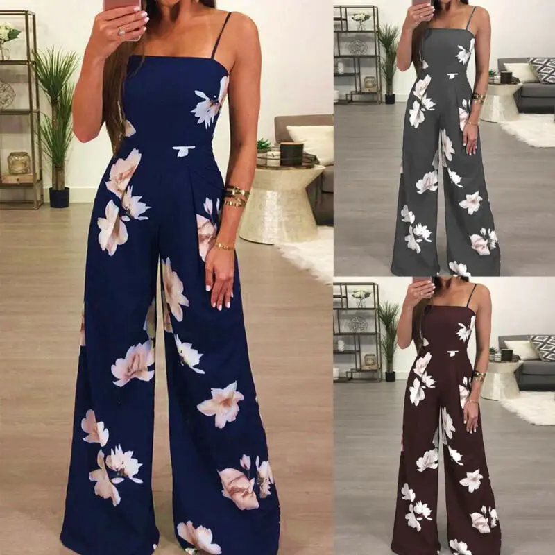 

New Womens Print Summer Backless Playsuit Romper Jumpsuit Ladies Sleeveless Casual Floral Print Jumpsuits