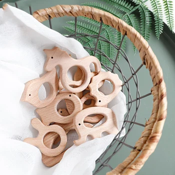 나무 Teether 동물 너도밤나무 젖니가 남 잡는 나무 동물 장난감 설치류 아기 Teether 펜던트, DIY 젖꼭지 체인, 키즈 용품, 10 개