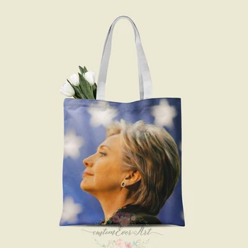 

CustoHillary Clinton tote bag custom canvas tote bags for women for teacher Birthday Bags Gift Bag personalized gifts