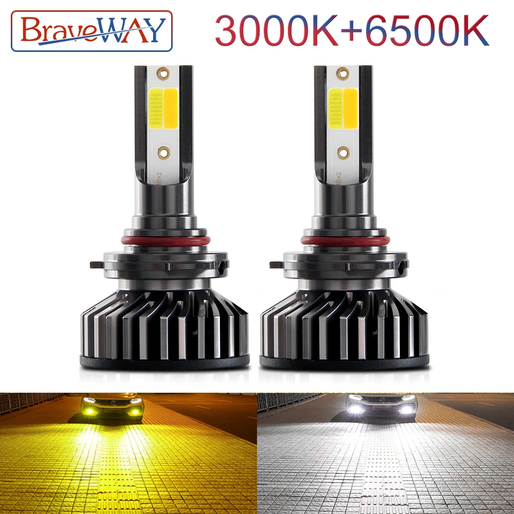 BraveWay 3000K + 6500K светодиодный Автомобильные фары H1 H7 H11 12V 80W 10000LM 9005 9006 HB3 HB4 H8