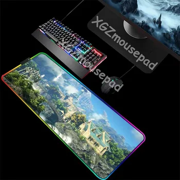 

XGZ Castle Pattern Custom Large RGB Landscape Mouse Pad Black Lock Edge Office Computer Desk Mat Rubber Non-slip 900x400/800x300