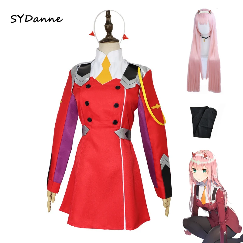

Animie 02 Zero Two Cosplay Costume DARLING in the FRANXX Cosplay DFXX Women Halloween Costume Full Sets Dress Headwear wigs