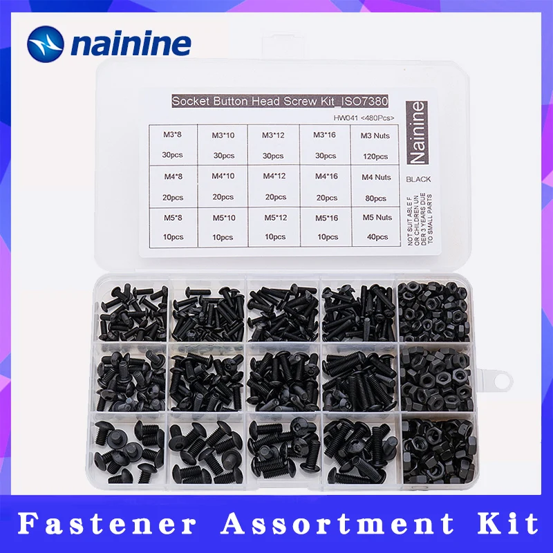 Комплект болтов с шестигранной головкой из легированной стали 480 шт. ISO7380 M3 M4 M5 10 9