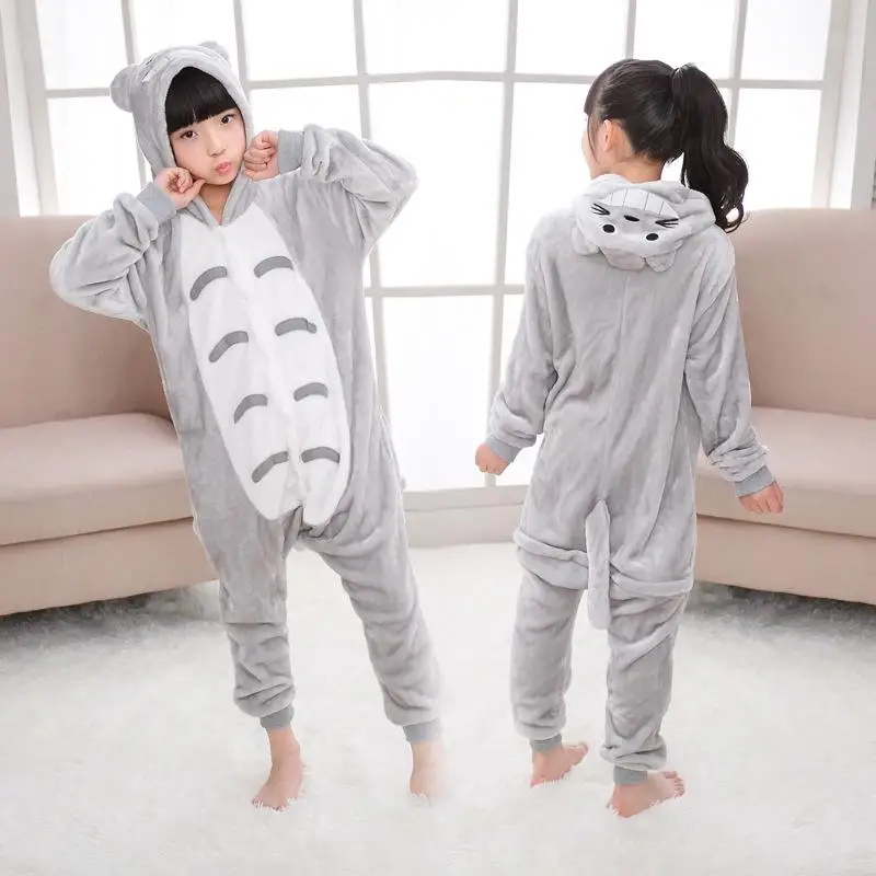 Детские зимние пижамы с единорогом; женская одежда для сна с животными; комбинезоны для мальчиков и девочек; фланелевая ночная рубашка унисекс для взрослых; комплекты домашней одежды - Цвет: Totoro FL