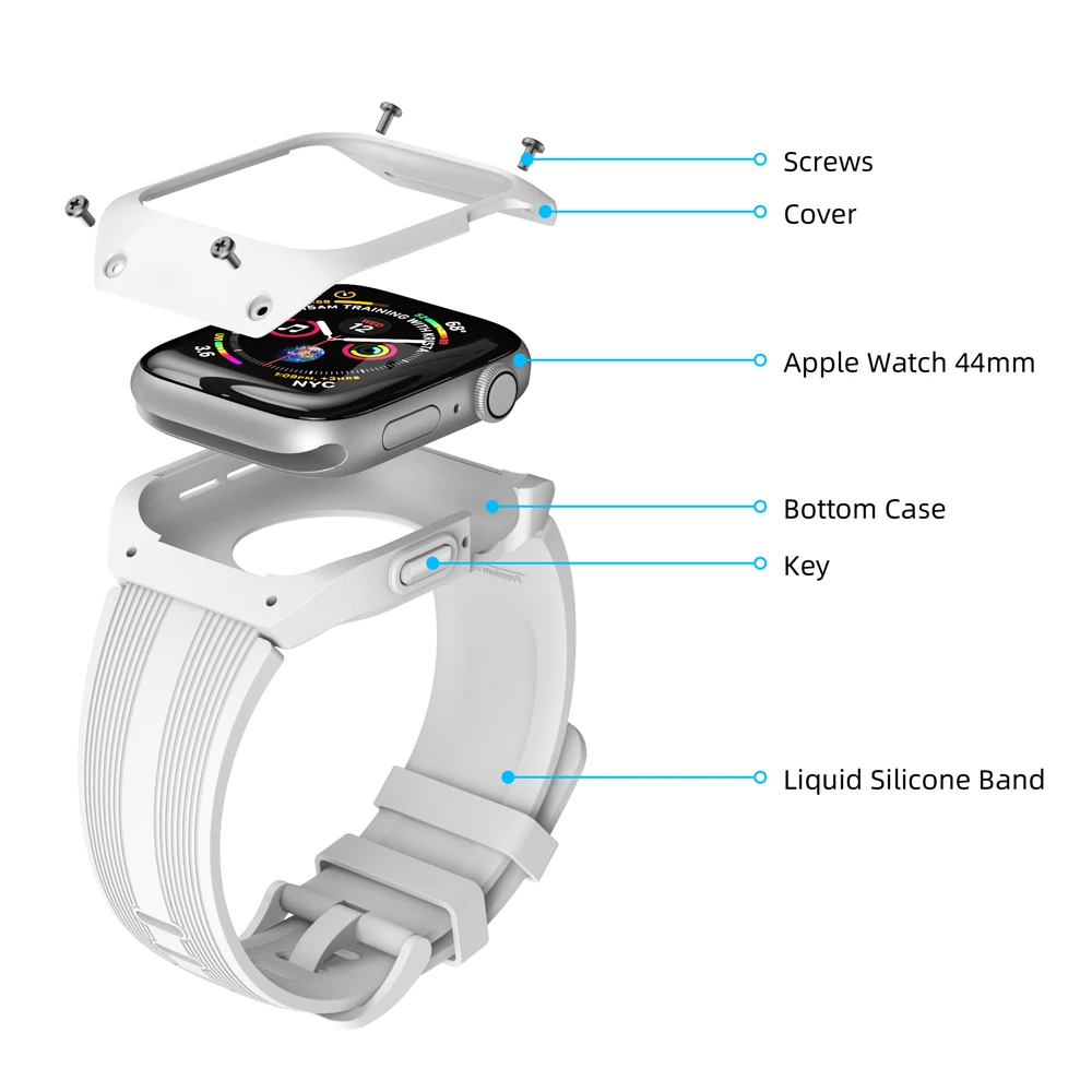 42 мм, 38 мм, ремешок для Apple Watch 5, 4, 44 мм, 40 мм, силиконовый ремешок, браслет для iWatch серии 3, 2 в 1, чехол для часов, аксессуары