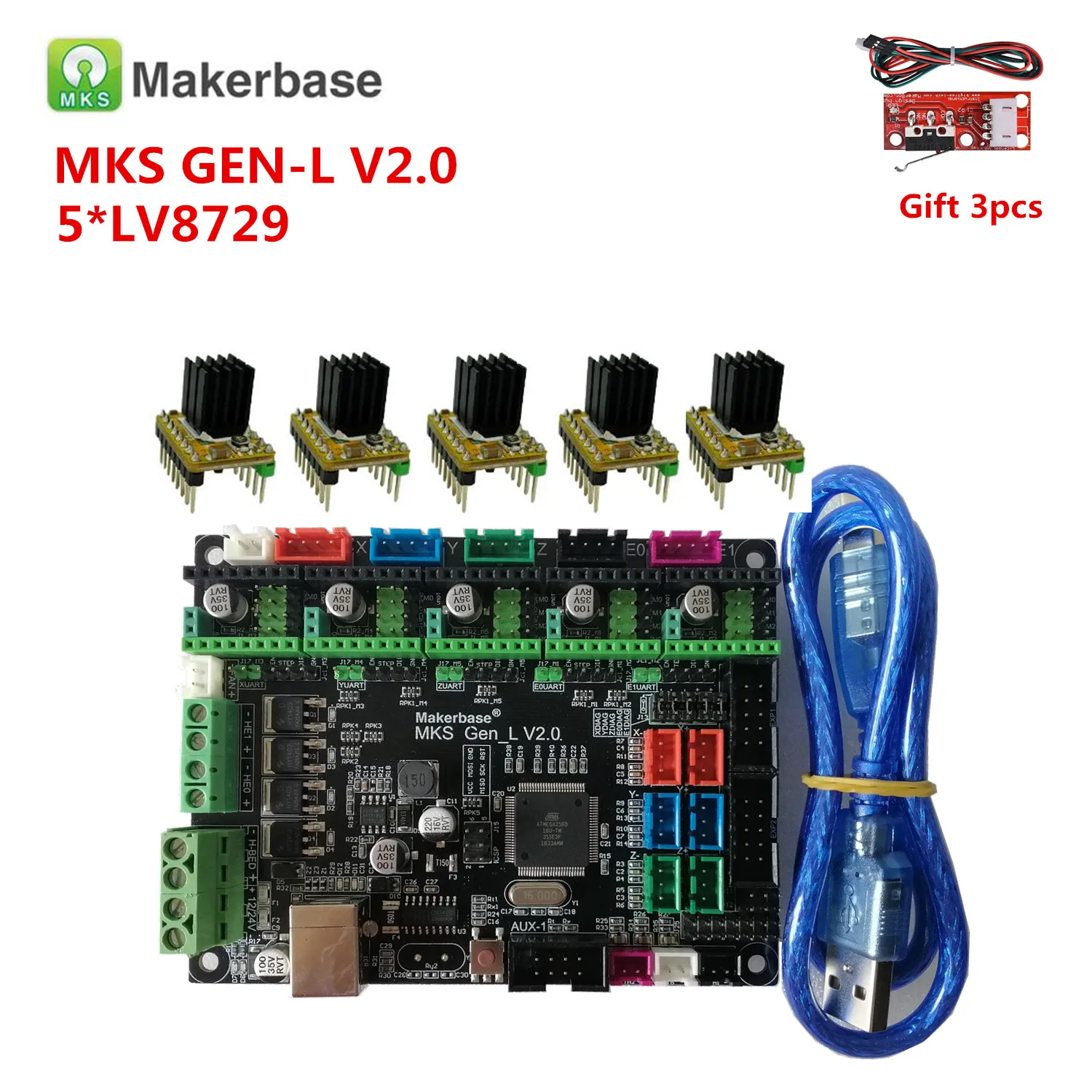 Makerbase MKS GEN L V2.0 3D Карточки Принтера системная плата управления поддерживает a4988 DRV8825 tmc2130 tmc2209 tmc2208 lv8729 tb6600 lv8727