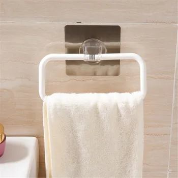 

Hot 1PCS Adhesive Wall Towel Rack Holder Bathroom Sucker Wall Window Towel Hanger Organizer Kitchen Storage Washing Cloth Rings