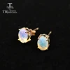 1.7ct Natural ethiopian opal earring oval 6*8mm gemstone simple design earring 925 sterling silver jewelry for girls & lady ► Photo 3/6