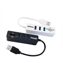 

Mini 2 in 1 Combo 3 Port USB 2.0 HUB 6 Port USB2.0 Splitter + Card Reader Cardreader for SD TF Micro SD for PC Computer