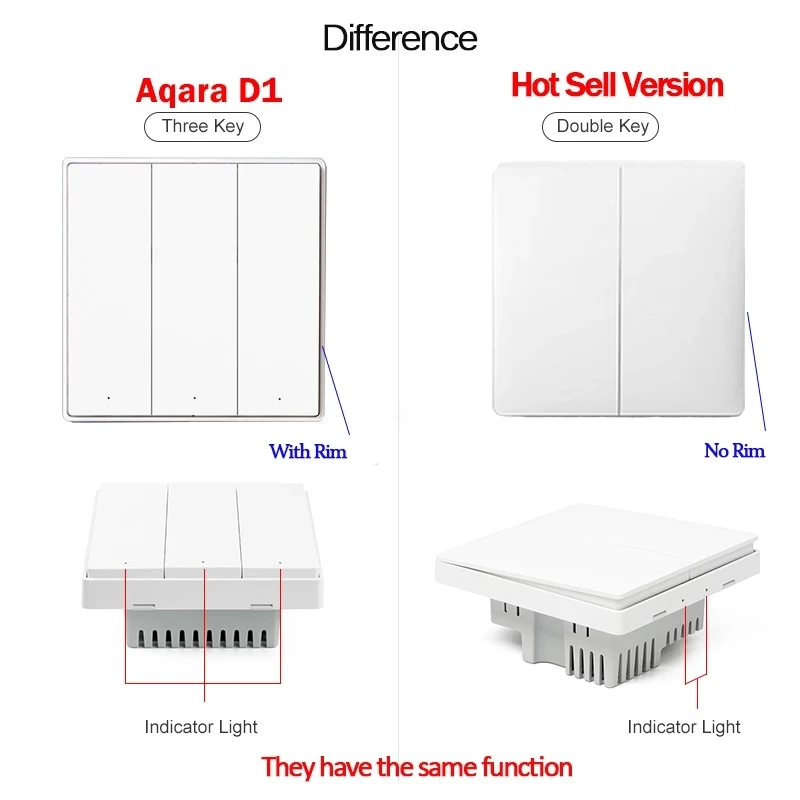 Aqara D1 스마트 ZigBee 무선 벽 스위치 제로 라인 화재 와이어 스위치 (Mijia 용 중립 스마트 홈 조명 제어 스위치 포함/없음)