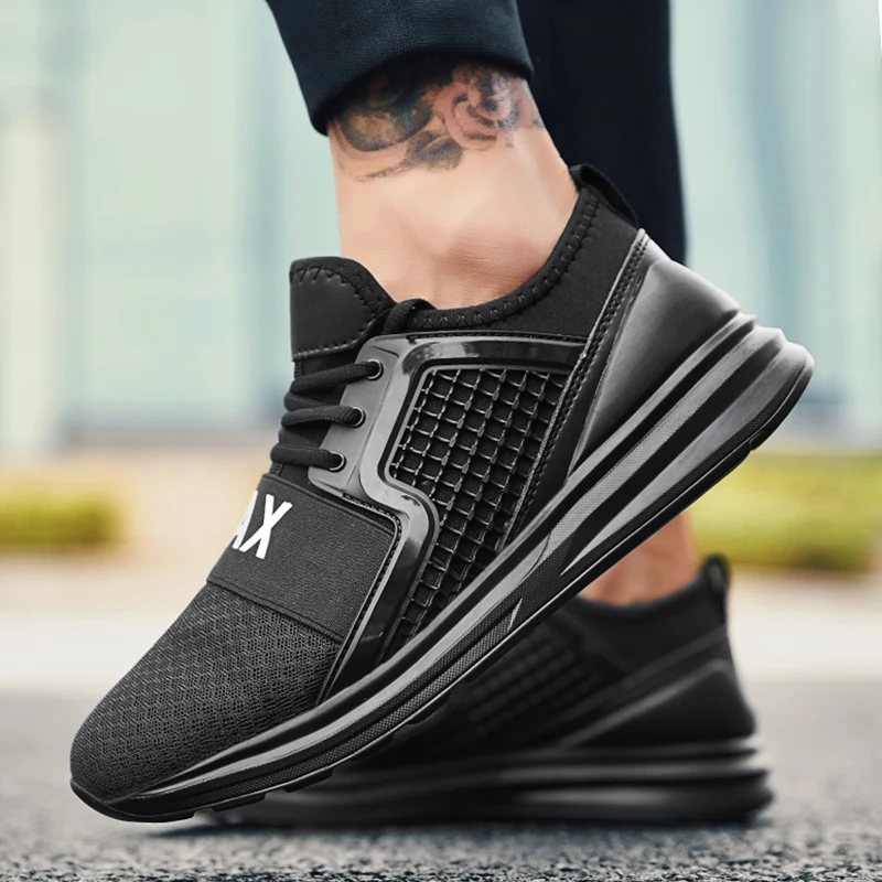 

spring autumn men's running shoes solid red white green black lace up shoes mesh soft platform sneakers sport trainers