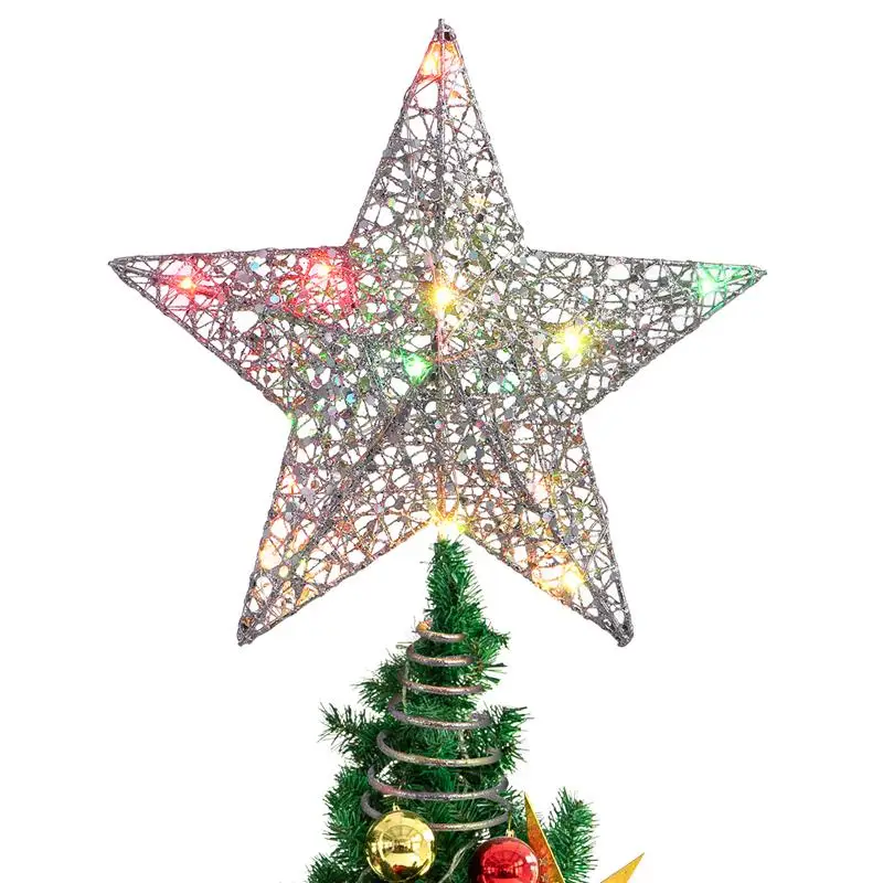 NICEXMAS Рождественская елка светодиодный Звезда верхушка дерева декоративный предмет со светодиодной подсветкой на батарейках Рождественский троечник Золотой Рождественский домашний магазин A2 - Цвет: with light
