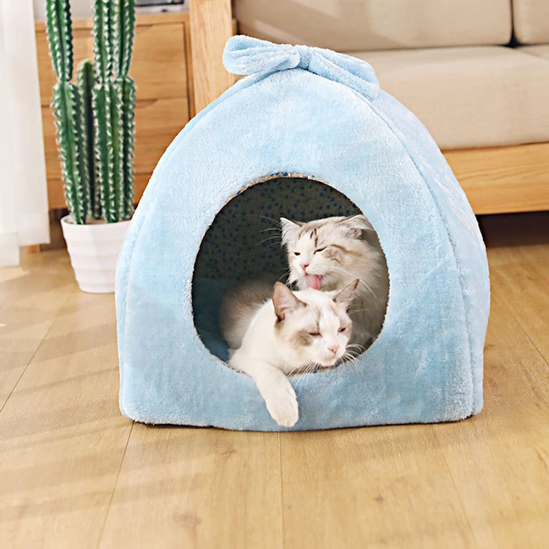 Pet Cat Cave House складная палатка мягкая собачья кровать флис милый Питомник Гнездо маленькие животные Щенок Чихуахуа дом с ковриком